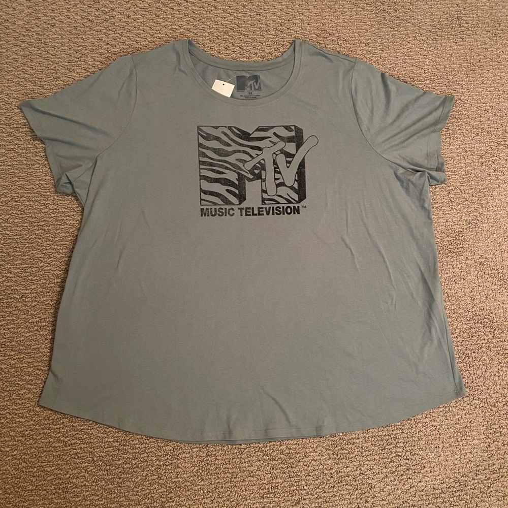 NWT MTV Graphic Tee Size 4X in Green/Grey Kohl’s